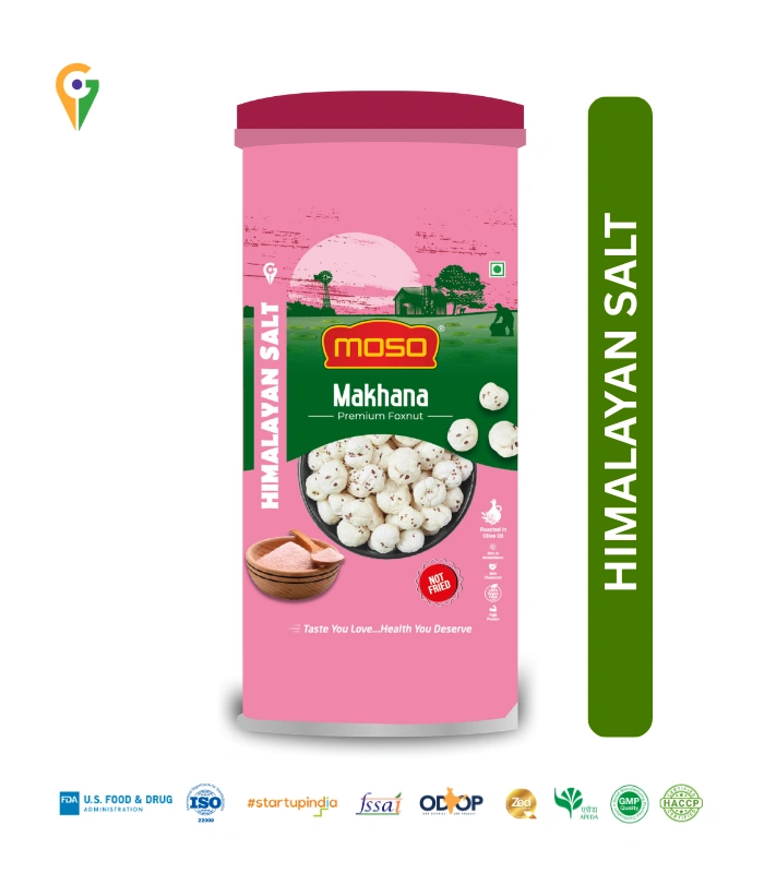 MOSO Himalayan Pink Salt Roasted & Flavoured Makhana – 80g Composite Jar